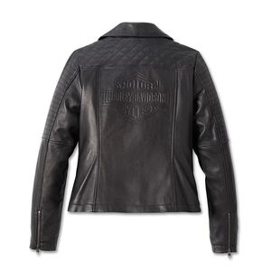 Harley-Davidson Women's Black Leather Jacket with Quilted Design
